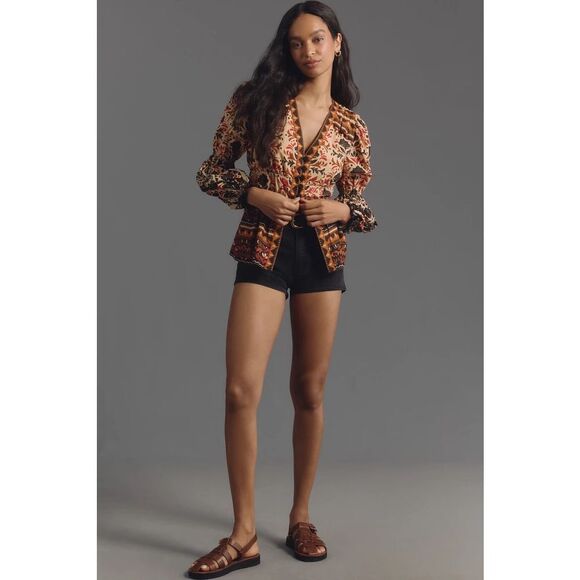 Farm Rio x Anthropologie Long-Sleeve V-Neck Printed Blouse - Picture 2 of 8